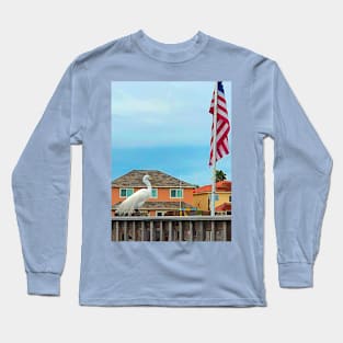 Patriotic Egret Long Sleeve T-Shirt